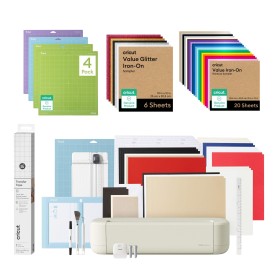 Kit Esencial Cricut Explore 5 Con Vinilo Glitter y Multicolor Tapetes y Cinta de Transferencia