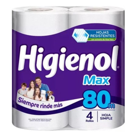 Papel Higienico Higienol 80Mts x 4 Rollos