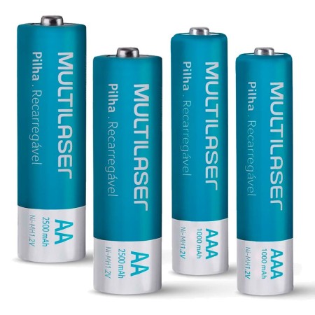 2 Pilas Recargable Multilaser AA - 2500Mah