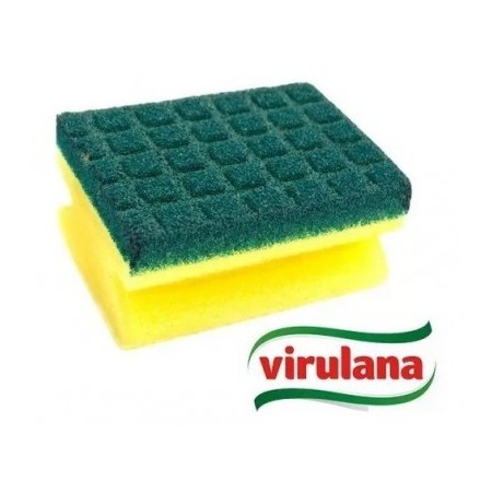 Fibra Esponja Virulana Verde / Amarilla Cuadriculada