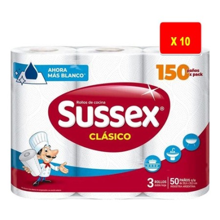 Rollo De Cocina Sussex 3 Rollos X 50 Paños