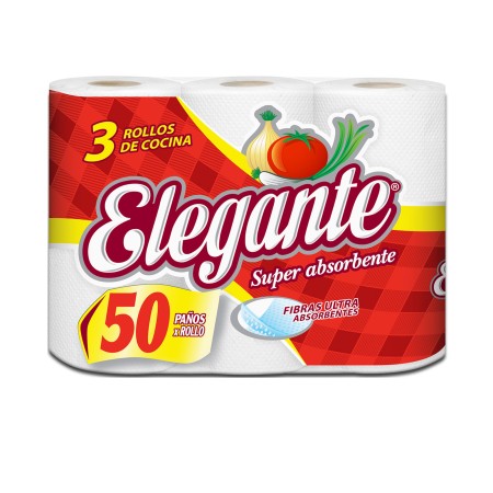 Rollo De Cocina Elegante 3 Rollos X 50 Paños