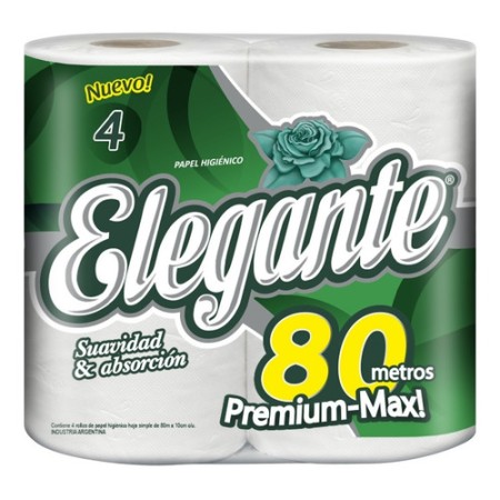 Papel Higienico Elegante 80Mts X 4 Rollos
