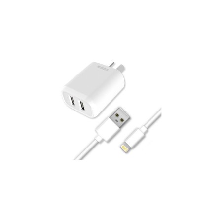 Cargador Soul 2.4A Dual Doble USB Con Cable Lightning 1Mt
