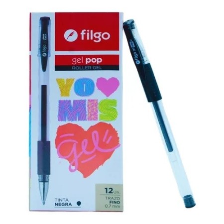 Boligrafo Roller Filgo Gel Pop Caja X 12U. Azul - Negro - Rojo - Verde