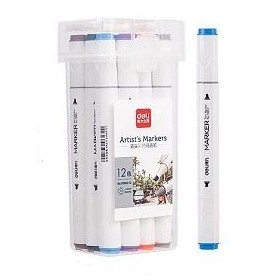 Marcador Deli Sketch Perm Triangular Doble Punta X12
