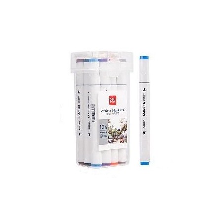 Marcador Deli Sketch Perm Triangular Doble Punta X12
