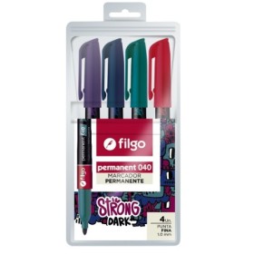 Marcador Filgo 040 Permanente Punta Fina X4U. Varios Colores