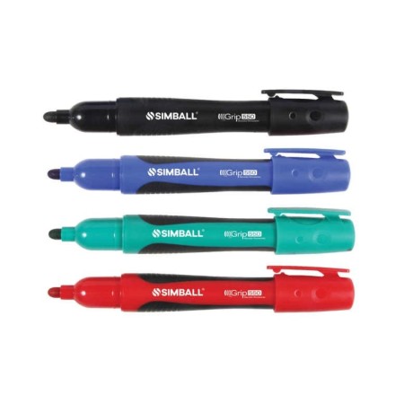 Marcador Permanente Simball 550 Punta Redonda Azul - Negro - Rojo