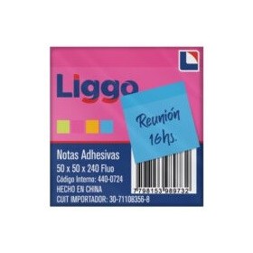 Notas Autoadhesivas Liggo 50X50X240 Fluo