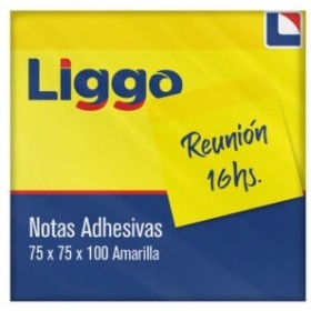 Notas Autoadhesivas Liggo 75X75X100 Amarillas